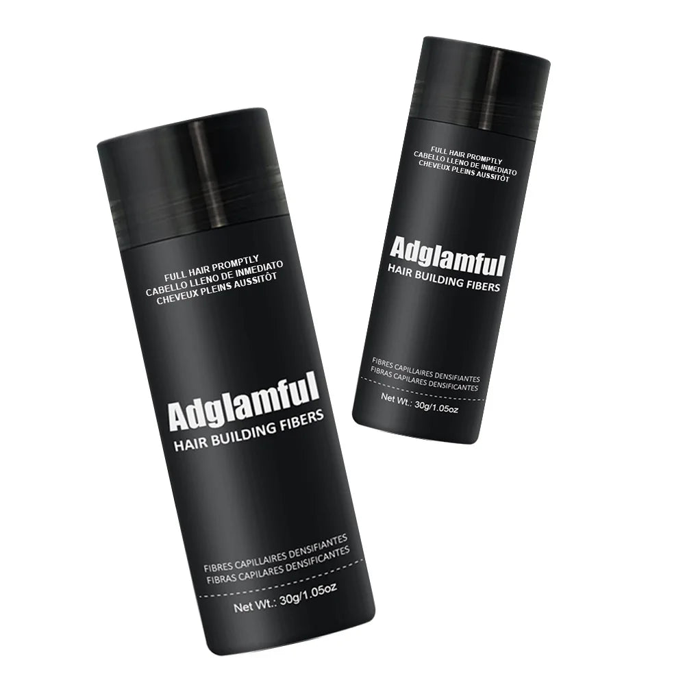 Adglamful Hair Fiber Powder 30g 2pcs. Fills thinning areas. Coverage powder for hair part & hairline. For men & women.