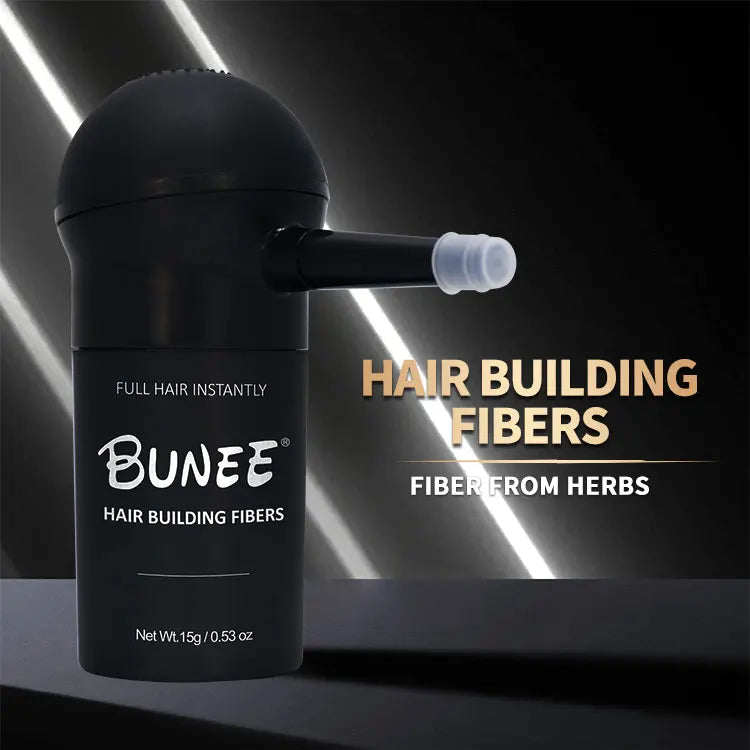 BUNEE Hair Fiber Set 15g: Men's natural hair-dense fibers for balding areas, fills part lines, includes 15g fiber powder