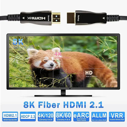 HDMI Fiber Optic Cable, 2.1 Ultra Hd 8K High Speed 48Gbps HDMI Fiber Cable Support 8K@60Hz 4K@120Hz 3D Dhr Earc
