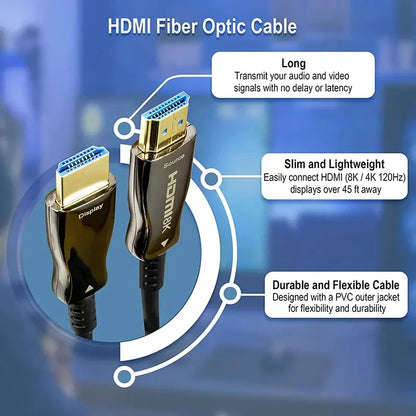 HDMI Fiber Optic Cable, 2.1 Ultra Hd 8K High Speed 48Gbps HDMI Fiber Cable Support 8K@60Hz 4K@120Hz 3D Dhr Earc