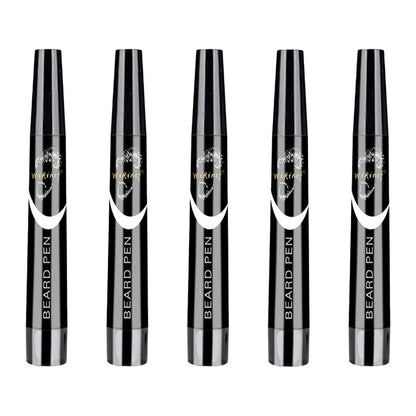 Multi-Pack Bundle Beard Pen Black Kit Barber Styling Pencil with Brush Natural Finish Cover Facial Hair Patches Tool