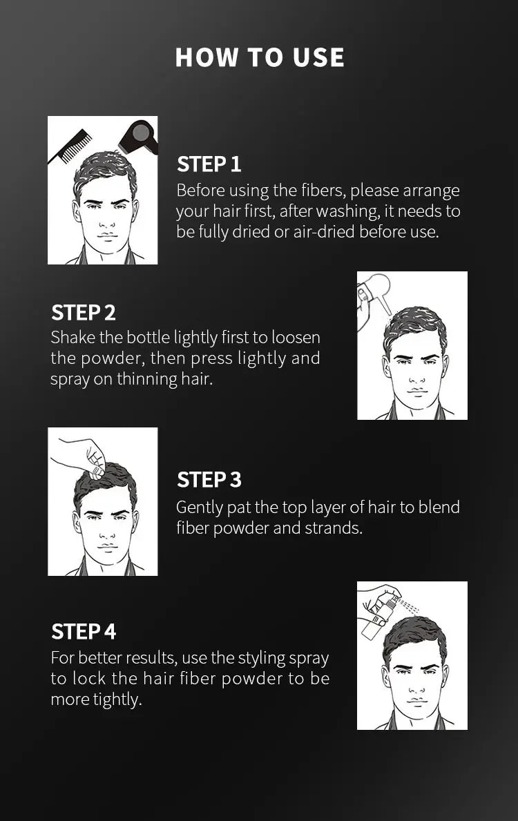 BUNEE Hair Building Fiber Natural Keratin Fiber for Fills Part Lines Instant Hair Thickening Powder Dense Hair Growth Styling