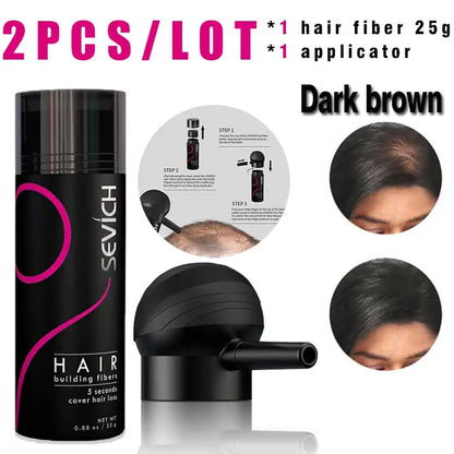 SEVICH Hair Building Fiber Set Cover Sparse Hair Or Bald Spots Hair Loss Regrowth Treatment Keratin Hair Fiber Powder Applicator