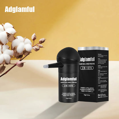 Adglamful Hair Fiber Kit 15g, Unisex, Instantly Adds Volume, Conceals Thinning Areas, and Fills Hairline for a Fuller Look.
