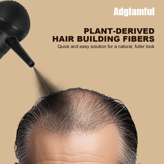Adglamful Hair Fiber Kit 15g, Unisex, Instantly Adds Volume, Conceals Thinning Areas, and Fills Hairline for a Fuller Look.