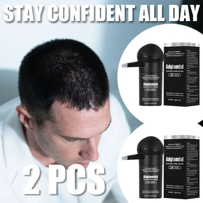 Adglamful 15g 2-IN-1 Hair Fiber Powder Set 2pcs. Fills thinning areas, hair part & hairline. For men & women.