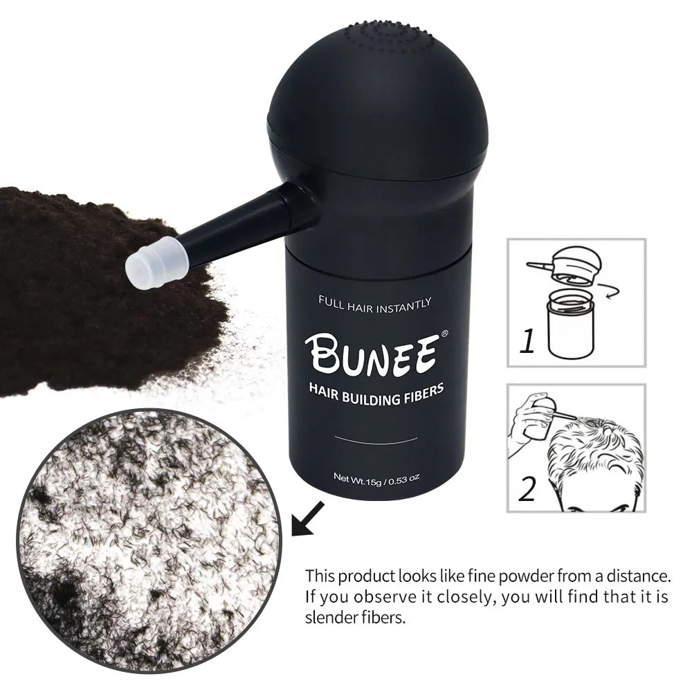 BUNEE Hair Building Fiber Natural Keratin Fiber for Fills Part Lines Instant Hair Thickening Powder Dense Hair Growth Styling