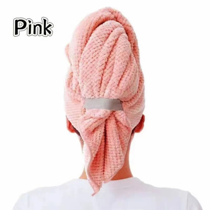 Microfiber Hair Towel Wrap, Super Absorbent Quick Dry Hair Turban, One-Piece Waffle Drying Cap with Elastic for Long Curly Hair