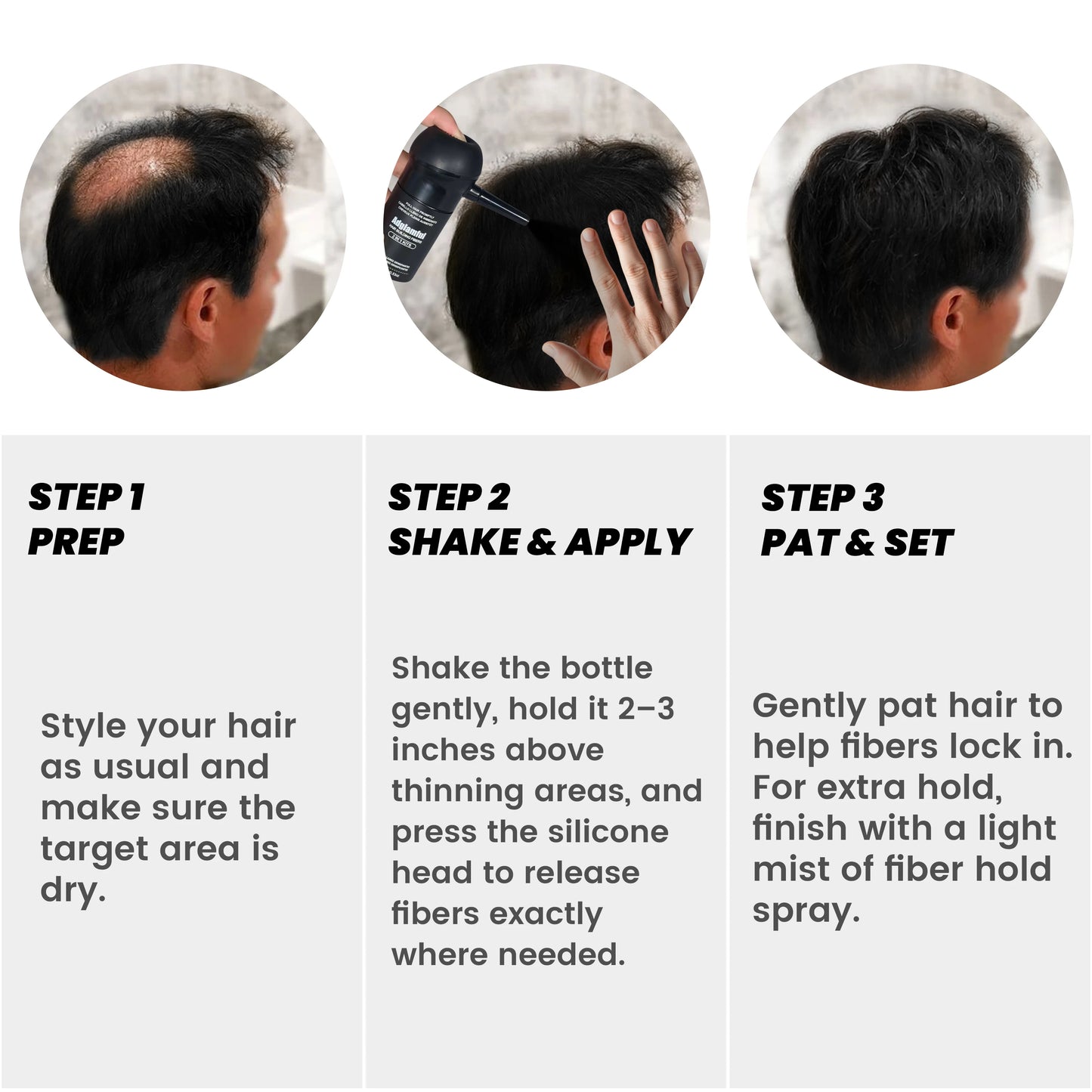 Adglamful Hair Fibers (15g) – 10sec Instant Volume, Spray Applicator for Thinning Hair | Invisible & Even Coverage