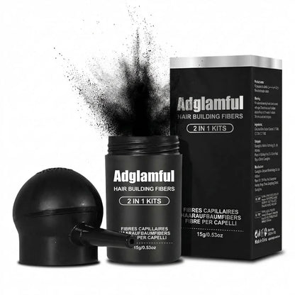 Adglamful Hair Fibers (15g) – 10sec Instant Volume, Spray Applicator for Thinning Hair | Invisible & Even Coverage