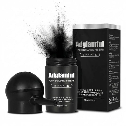 Adglamful Hair Fibers (15g) – 10sec Instant Volume, Spray Applicator for Thinning Hair | Invisible & Even Coverage