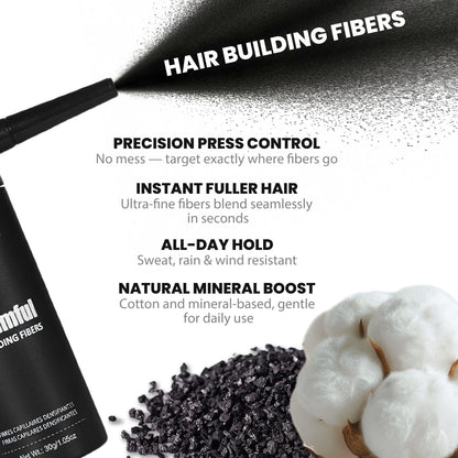Adglamful 2-In-1 Hair Building Fiber Powder 30g for thinning hair areas, unisex, natural invisible & instant absorption