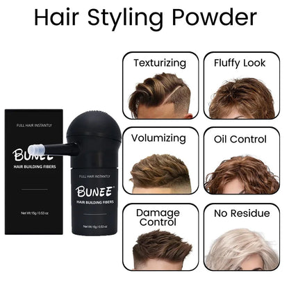BUNEE Hair Building Fiber Natural Keratin Fiber for Fills Part Lines Instant Hair Thickening Powder Dense Hair Growth Styling
