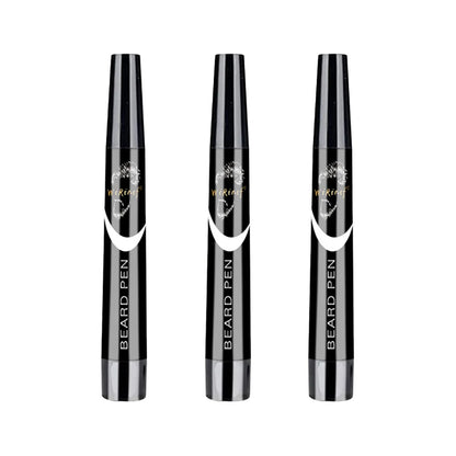 Multi-Pack Bundle Beard Pen Black Kit Barber Styling Pencil with Brush Natural Finish Cover Facial Hair Patches Tool