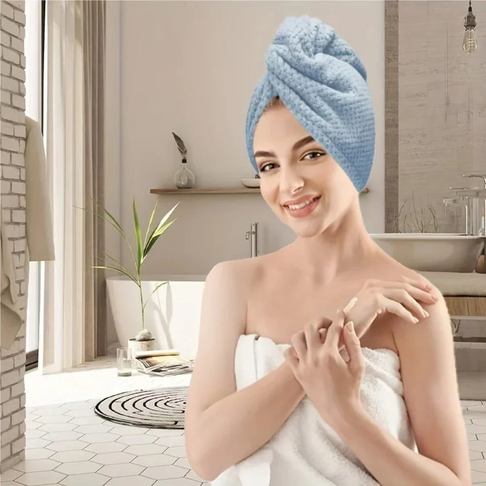 Microfibre Hair Towel Wrap - Quick-Drying, Ultra-Absorbent, Gently Cares for Frizzy or Damaged Hair, Hair Dryer Cap for Women