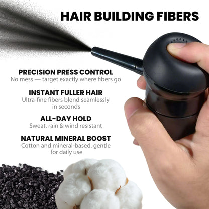 Adglamful Hair Fibers (15g) – 10sec Instant Volume, Spray Applicator for Thinning Hair | Invisible & Even Coverage