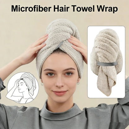 Microfiber Hair Towel Wrap, Super Absorbent Quick Dry Hair Turban, One-Piece Waffle Drying Cap with Elastic for Long Curly Hair