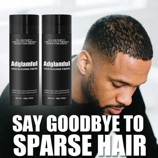 Adglamful Hair Fiber Powder 30g 2pcs. Fills thinning areas. Coverage powder for hair part & hairline. For men & women.