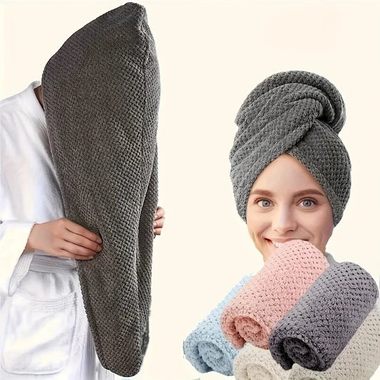 Microfibre Hair Towel Wrap - Quick-Drying, Ultra-Absorbent, Gently Cares for Frizzy or Damaged Hair, Hair Dryer Cap for Women