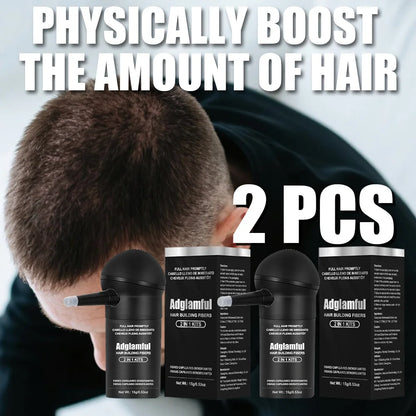 Adglamful 15g 2-IN-1 Hair Fiber Powder Set 2pcs. Fills thinning areas, hair part & hairline. For men & women.
